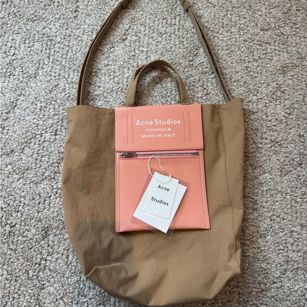 Acne Studios Tan and Pink Tote Bag